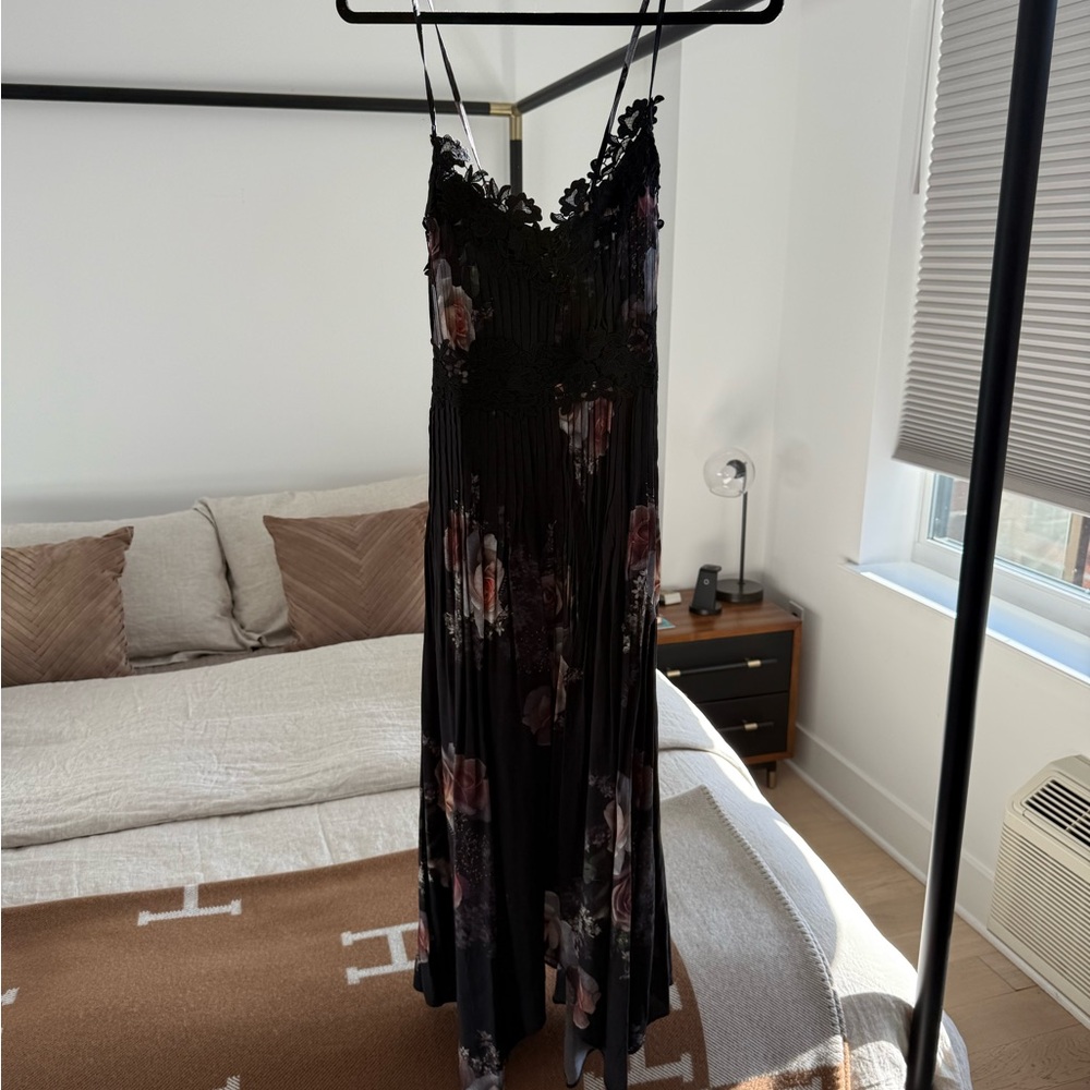 All Saints Black Lace and Floral Detail Dress